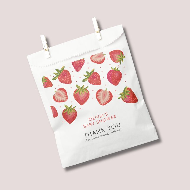 Sacolinha Chá de fraldas Strawberry Girls (Strawberry baby shower favor bag)