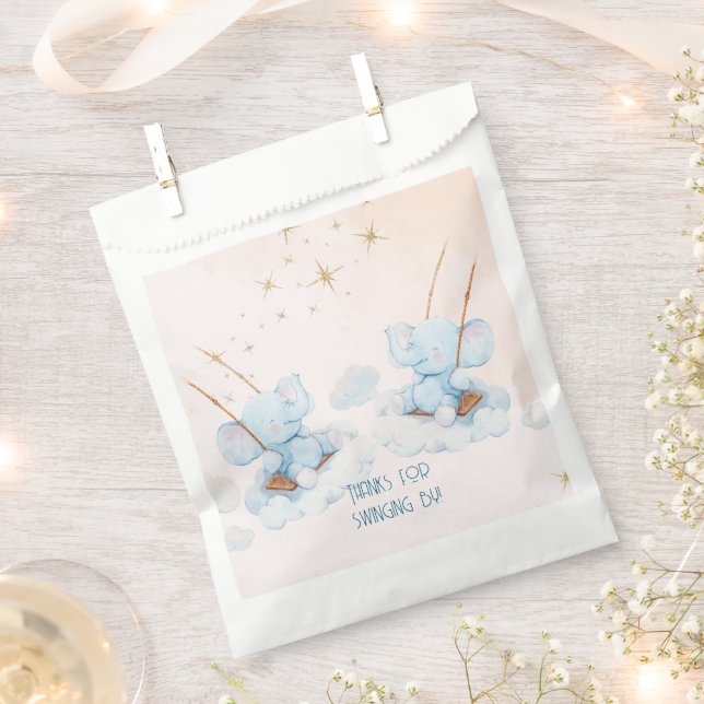 Sacolinha Chá de fraldas Swing Twin Elephants (Cortado)