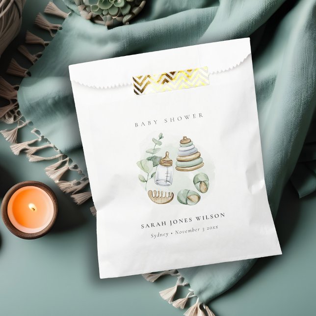 Sacolinha Chá de fraldas Verde Essencial Folha de Enfermeiro (Criador carregado)