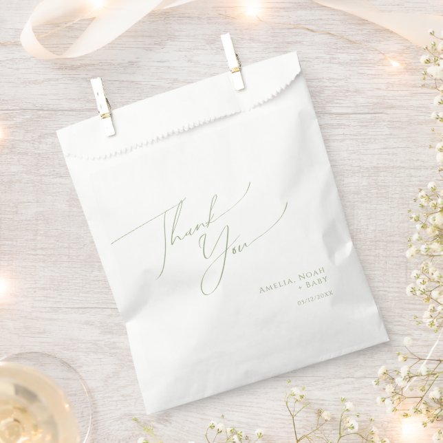 Sacolinha Chá de fraldas Verde Whimsage Muito Obrigado (Cortado)