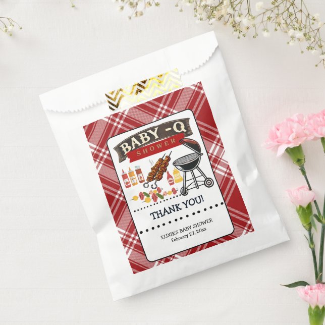 Sacolinha Chá de fraldas vermelho e preto com verificação Ba (Selado)