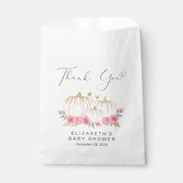 Sacolinha Chá De Menina Floral Rosa Pumpkin Obrigado