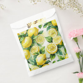 Sacolinha Chá de noiva moderno em azul limão floral script