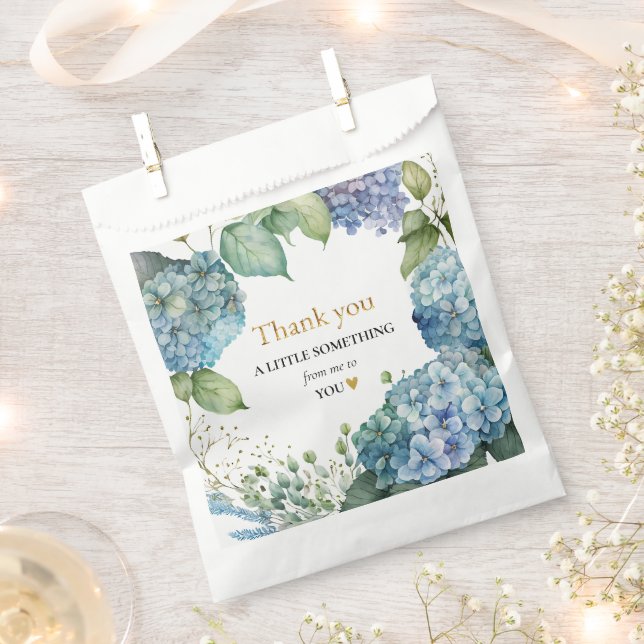 Sacolinha Chá de panela Blue Hydrangeas Obrigado (Cortado)