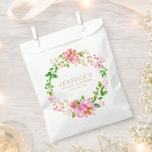 Sacolinha Chá de panela de Flores de Aquarela Rosa Personali