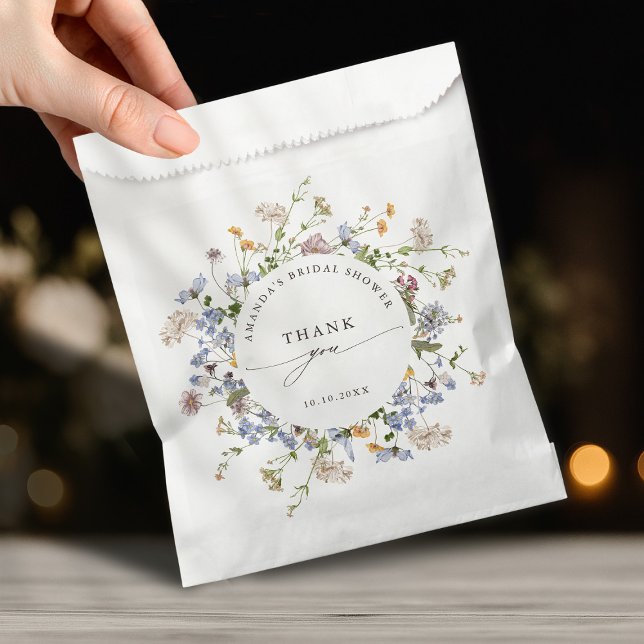 Sacolinha Chá de panela de Jardim dos Prados de Flores Selva (Spring Wildflower Meadow Garden Bridal Shower Favor Bag)