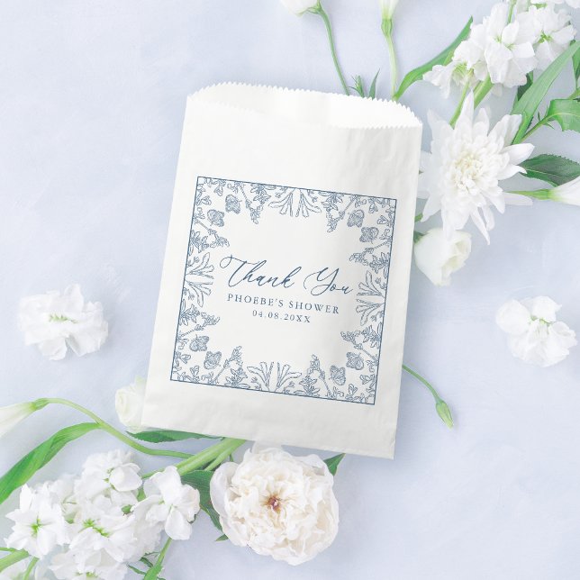 Sacolinha Chá de panela Floral de Chinoiserie Azul Francês (Criador carregado)