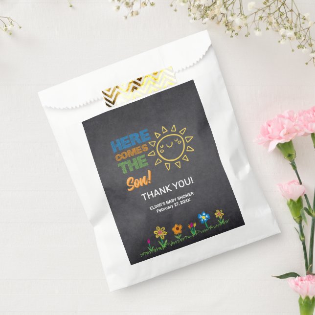 Sacolinha Chalkboard Aqui Vem O Chá de fraldas Filho (Selado)