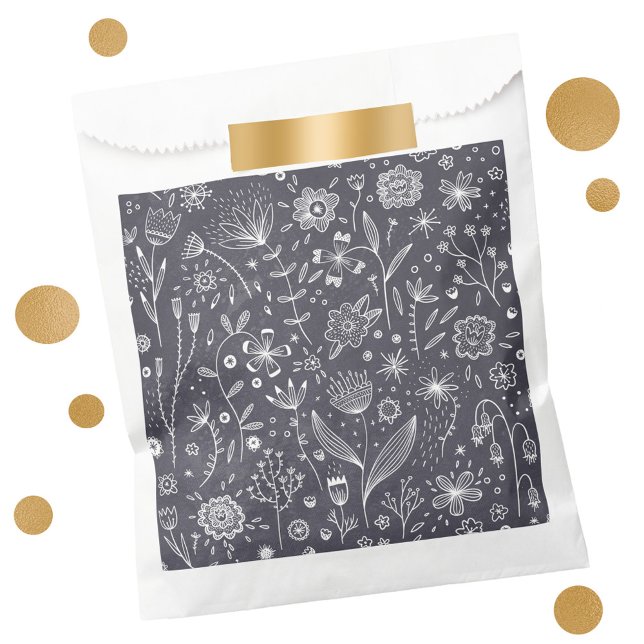 Sacolinha Chalkboard Floral (Chalkboard floral art favor bag)