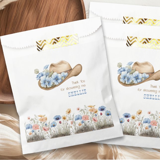 Sacolinha Chapéu de Cowboy com flores selvagens do Boho Ocid (Favor bags from the Boho Elephant Baby Shower Collection by Darling & May)