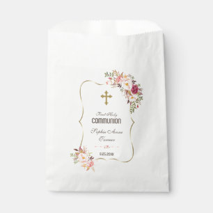 Sacolinha Charm Dourado Blush Floral Santa Comunhão