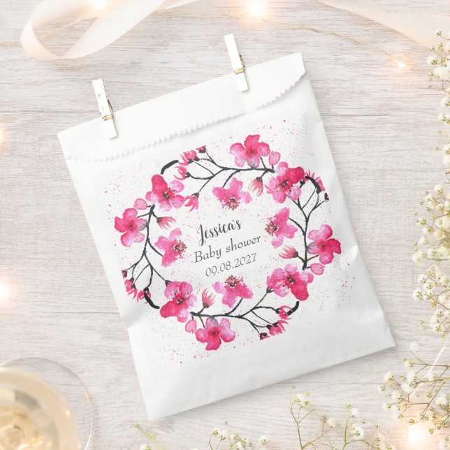 Sacolinha Cherry Blossom, Flores Rosa, Chá de fraldas Garota (Cortado)