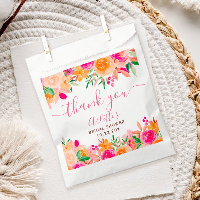 Sacolinha Chic Bold queda chá de panela de aquarela floral (Chic Bold fall floral watercolor bridal shower Favor Bag)