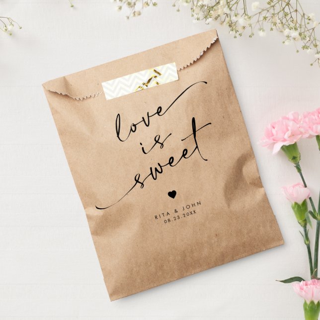 Sacolinha Chic Modern Script Love is Sweet Weds (Selado)