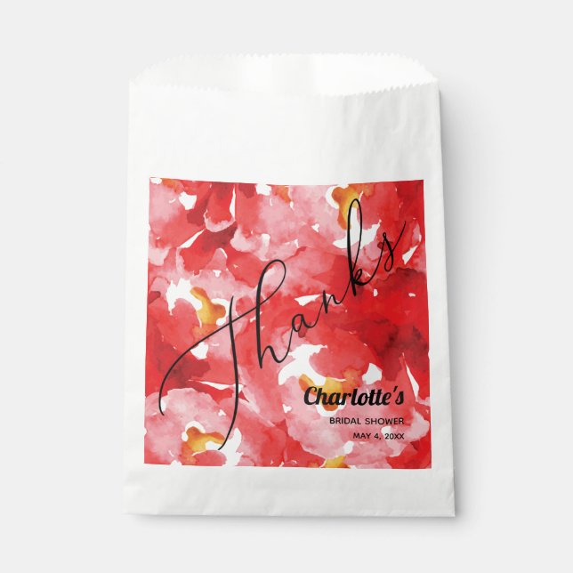 Sacolinha Chic Rosa vermelha Floral Obrigado (Frente)
