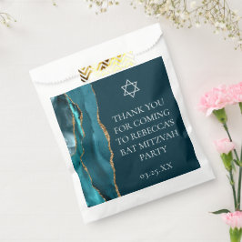 Sacolinha Chic Teal Dourado Bat Mitzvah Partido Personalizad