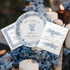 Sacolinha Chinoiserie Blue e White Floral Baby Chá