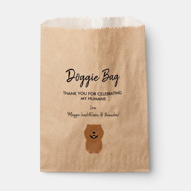 Sacolinha Chow Chow Doggie Bag para Casamento, Favor Bolsas (Frente)