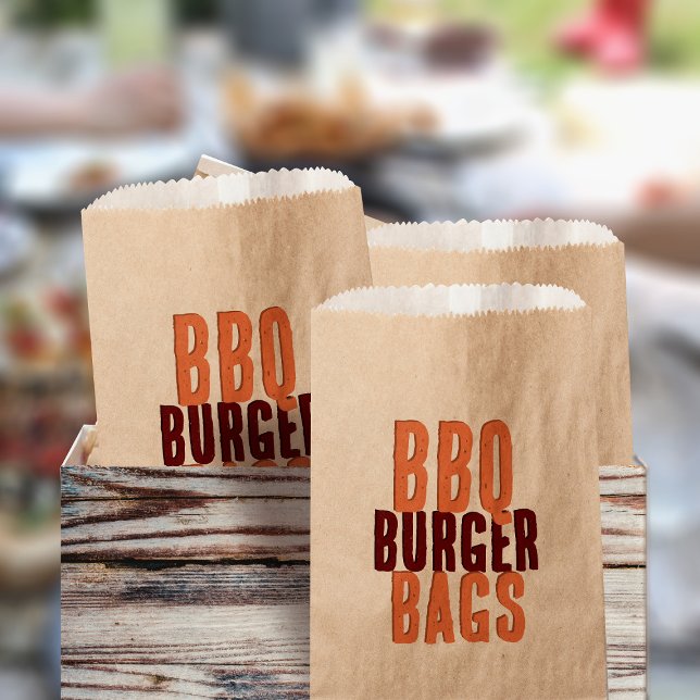 Sacolinha CHURRASCO Burger Party Brown Kraft Favor Bolsas (Perfect brown paper bags for your backyard BBQ party)