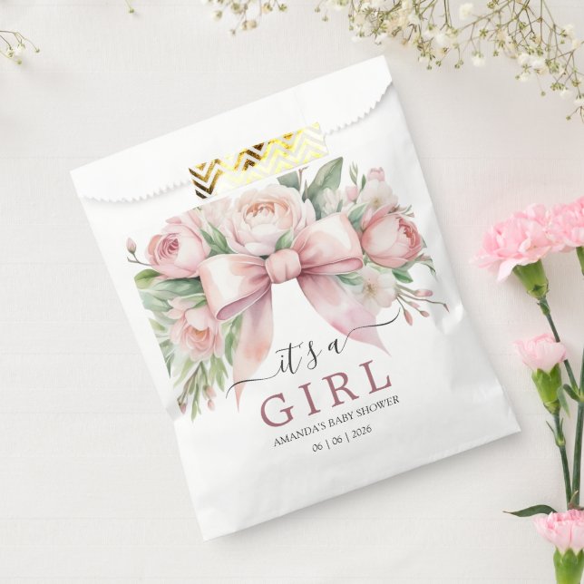 Sacolinha Chuva de Bebê Arco Rosa Floral Romântico (Selado)