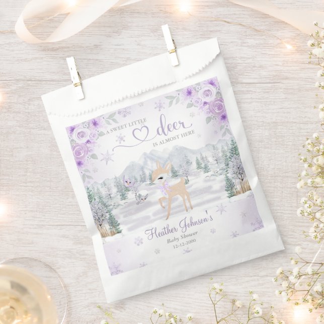 Sacolinha Chuva de Bebê Cervo Roxo Floco de Neve de Inverno (Cortado)