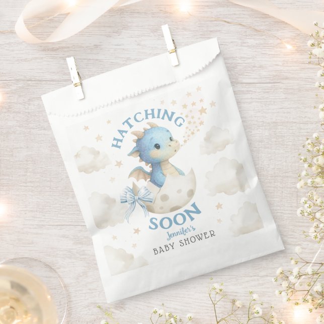Sacolinha Chuva de Bebê Dragão Menino Azul Nascerá Em Breve (Cortado)