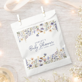 Sacolinha Chuva de Bebê em Aquarela Boho Flor Silvestre Azul