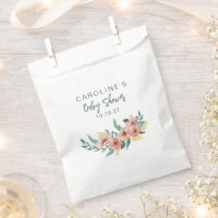 Chuva de Bebê Floral Verde Minimalista com Rosa