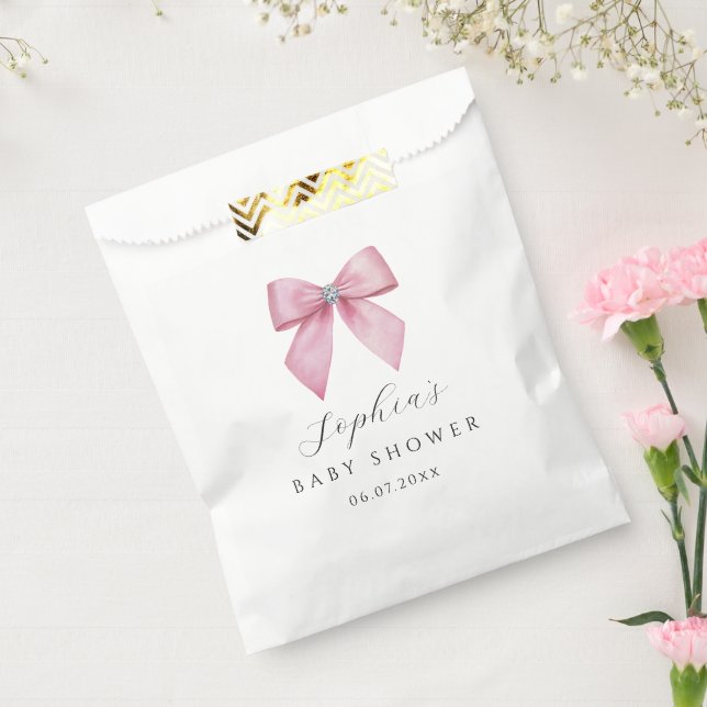 Sacolinha Chuva de Bebê Fofa com Laço Rosa (Selado)