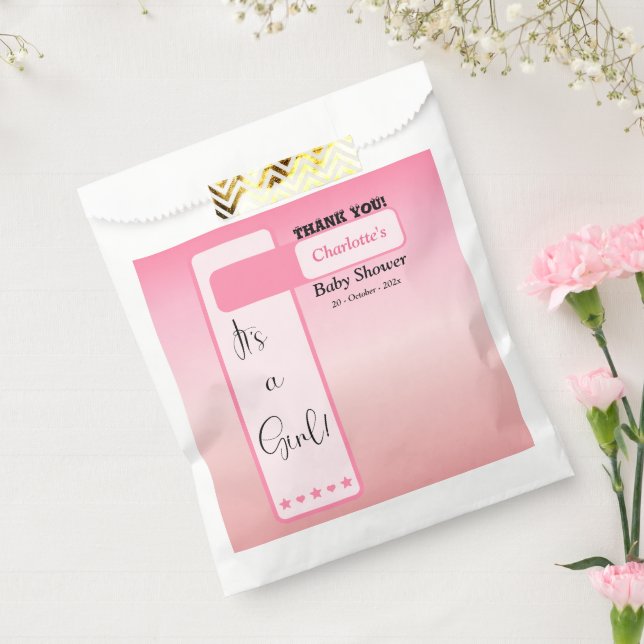 Sacolinha Chuva de Bebê Texto Olho Cute Gradiente Rosa (Selado)