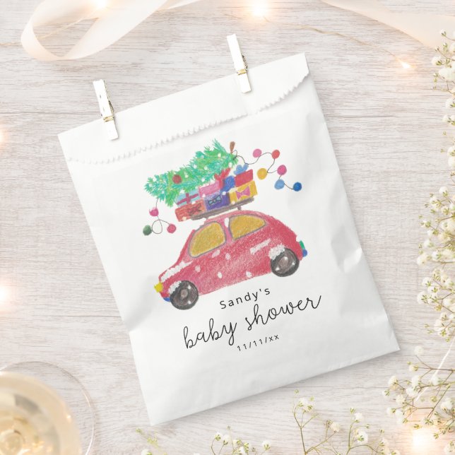 Sacolinha Chuva de bebês - carro de Natal (Cortado)