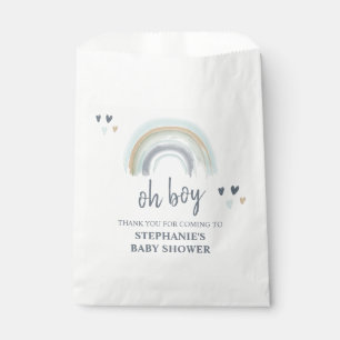 Sacolinha Chuva de Bênçãos Baby Shower Azul Boho Arco-íris O