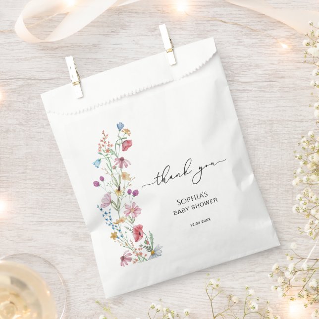 Sacolinha Chuva de Flores Silvestres Baby Shower (Cortado)