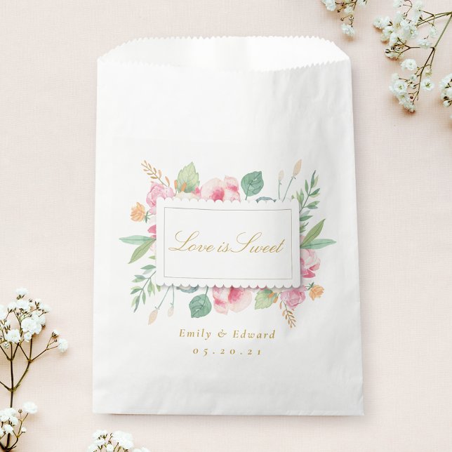 Sacolinha Chuva de Noiva Amor Botânico Rosa é Doce Casamento (Criador carregado)