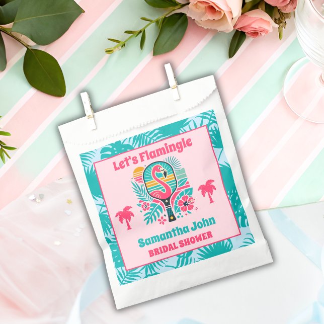 Sacolinha Chuva de Noiva de Pickleball Flamingo Tropical Ret (Criador carregado)
