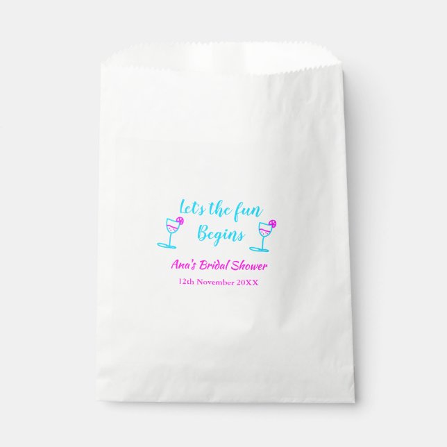 Sacolinha Chuva de noiva em vidro com vide azul rosa vamos c (Frente)