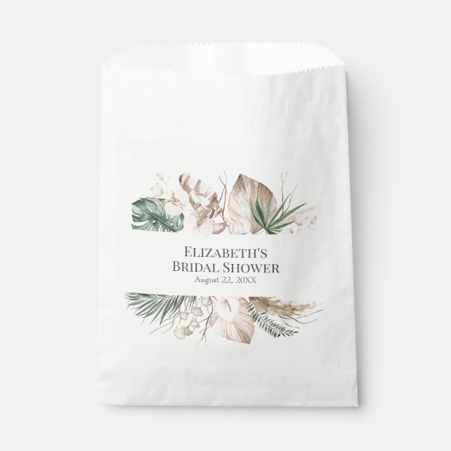 Sacolinha Chuva de Noiva Tropical com Orquídea e Monstera (Frente)