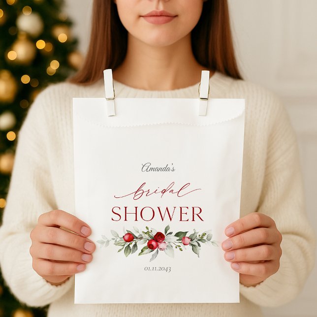 Sacolinha Chuva de Presentes de Casamento Winter Berry (Criador carregado)
