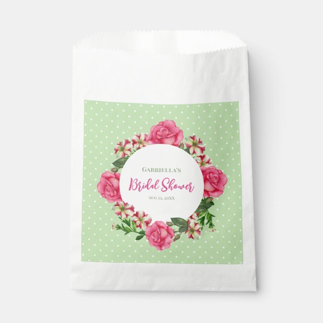 Sacolinha Chuva de Presentes de Noiva Rosa Rosa Petúnia Verm (Frente)