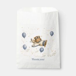 Sacolinha Chuveiro de Bebê Urso Teddy Avião Antigo Obrigado