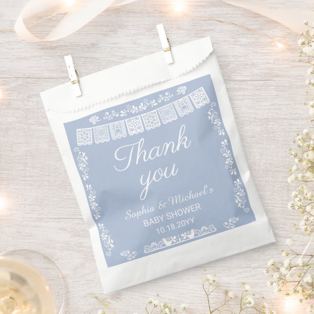 Sacolinha Cielito Lindo Blue Papel Picado Baby Shower (Cortado)