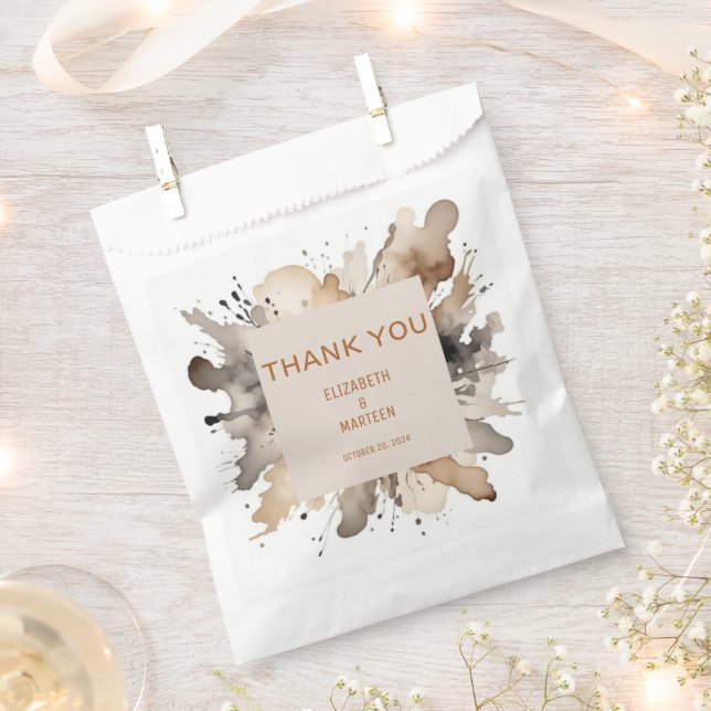 Sacolinha Cinza de Aquarela Castanha Autumn Favor Bag (Cortado)