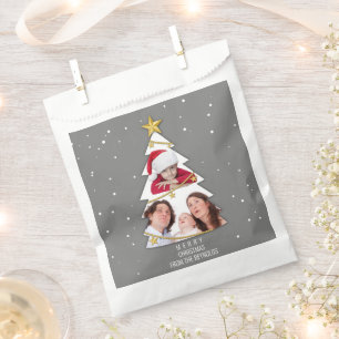 Sacolinha Cinza de Colagem de Fotos da Árvore de Natal Moder