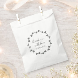 Sacolinha Cinza Ivy Wreath Personalizado Casamento Obrigado