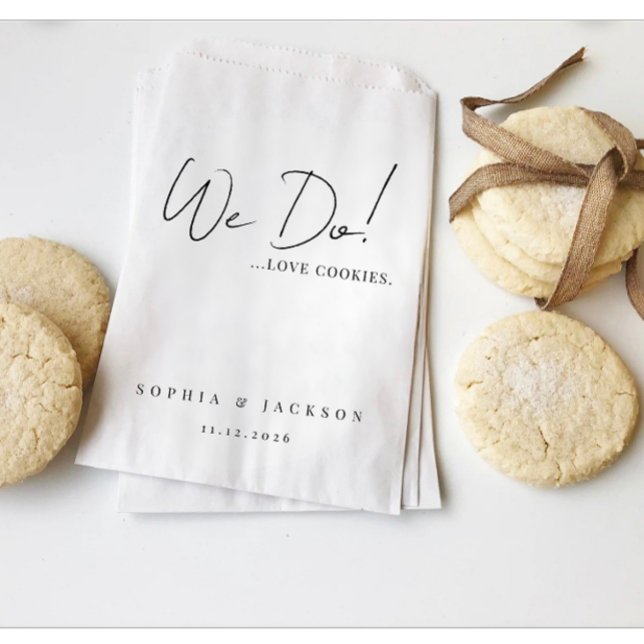 Sacolinha Citação Simples de Casamento Fofo | Nós Fazemos Te (Cute we do wedding quote couple name date gift favor bag)