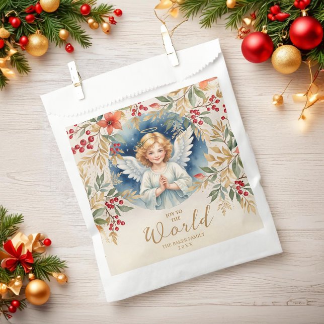 Sacolinha Classic Exquisite Christmas Victorian Angel Xmas (Classic Exquisite Christmas Angel with Flowers Victorian-Themed Inspired Christmas Favors Bags)