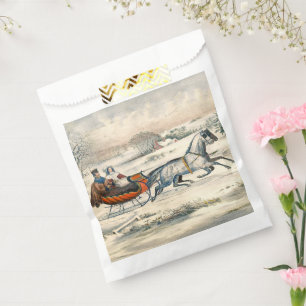 Sacolinha Clássico Passeio de Trenó de 1853 Currier Ives Est