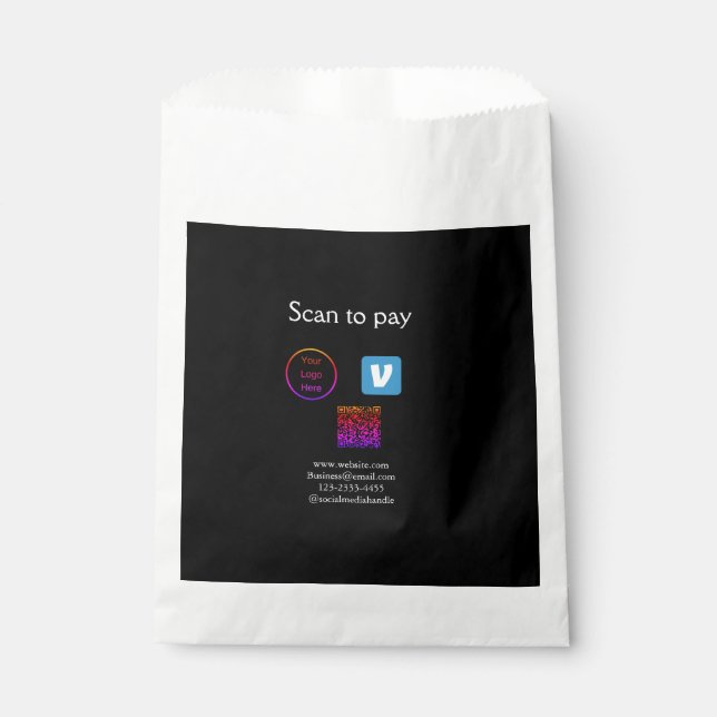 Sacolinha código Q R venmo scan para pagar adicionar logotip (Frente)