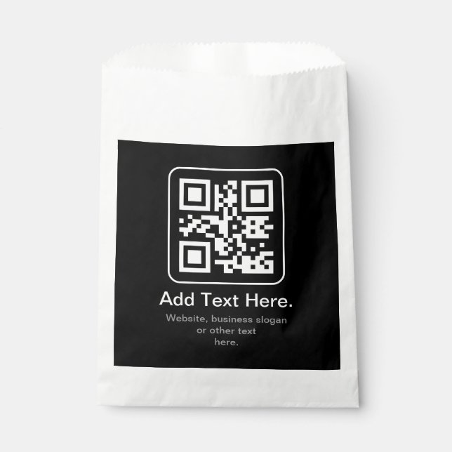Sacolinha Código QR Modern Escaneável | Preto Branco e Cinza (Frente)