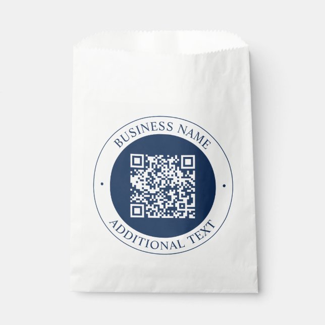 Sacolinha Código QR & Texto personalizáveis | Azul-marinho e (Frente)